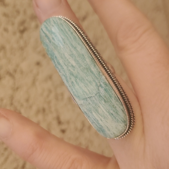 New Oversized Amazonite 925 Silver Statement Ring. - Picture 9 of 14